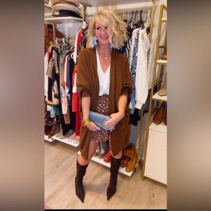 Brown Open Cocoon Cardigan